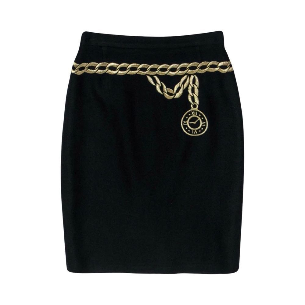 ESCADA / Vintage 90s 100% black wool skirt